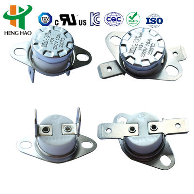 सामान्य रूप से खुला KSD301 थर्मोस्टैट 250V 16A ऑटो रीसेट तापमान नियंत्रक 100000 चक्र और 0 ~ 250 °C रेंज के साथ