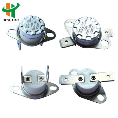 KSD301 तापमान नियंत्रक 100000 चक्रों के साथ द्विधातु थर्मोस्टेट 0-250°C रेंज और सामान्य रूप से बंद/खुले संपर्क