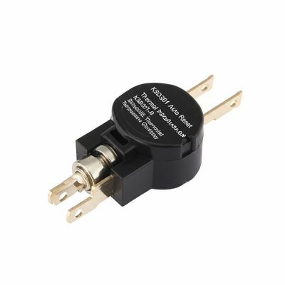 KSD301 100000 चक्रों और एल्यूमीनियम टोपी या तांबे के सिर अनुप्रयोगों के लिए प्लास्टिक या सिरेमिक आवास के साथ द्विधातु थर्मोस्टेट